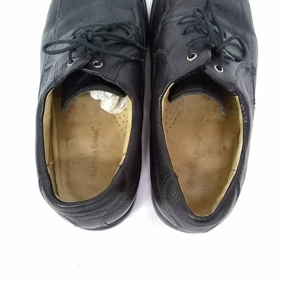 Stephan Bossi Mens Shoes Black Pebbled Soft Leather Oxford Loafers Sz 13M main image 2